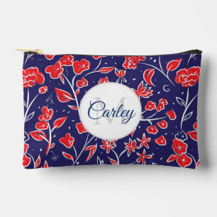 Hübsch Vibranly Red Blue Floral Personalisiert Zubehörtasche