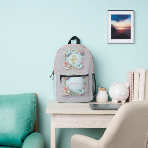 Hübsch Vintage florale Mit Monogramm Bedruckter Rucksack