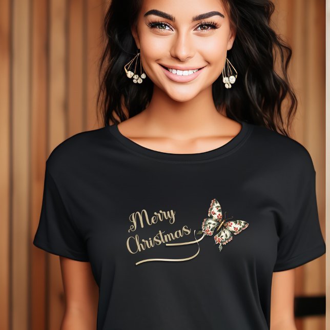 Hübsch Vintage Weihnachtsbutterfly Tri-Blend Shirt (Von Creator hochgeladen)