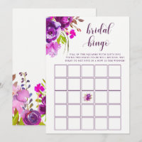 Hübsch-violette Blumen | Brautparty Bingo Game