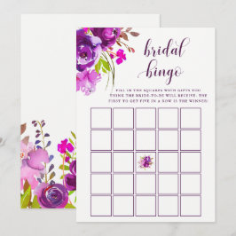Hübsch-violette Blumen | Brautparty Bingo Game Einladung