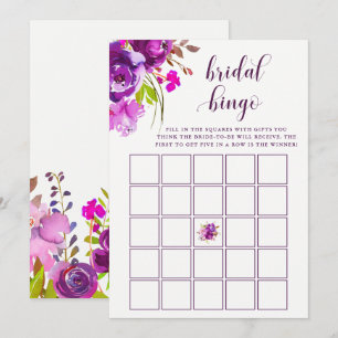 Hübsch-violette Blumen   Brautparty Bingo Game Einladung
