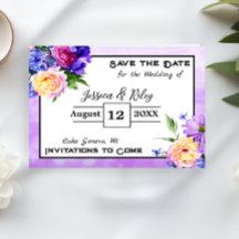 Hübsch-violette Blumen Save the Date blühend