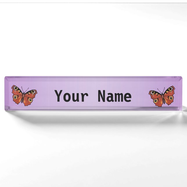 Hübsch Vivid Monarch Butterfly Lila Namensplakette (Vorderseite)