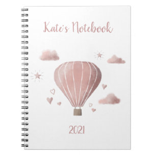 Hübsch Watercolor Hot Air Ballon Notebook Notizblock