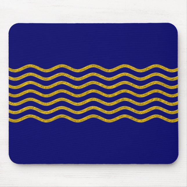 Hübsch Waves gold + Ihr Backgr, Text & Ideen Mousepad (Vorne)