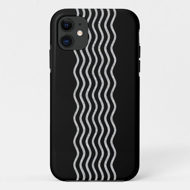 Hübsch Waves silver + Ihr Backgr, Text & Ideen Case-Mate iPhone Hülle (Rückseite)