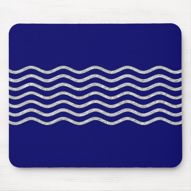 Hübsch Waves silver + Ihr Backgr, Text & Ideen Mousepad (Vorne)