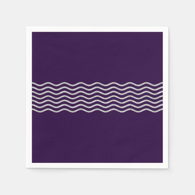 Hübsch Waves silver + Ihr Backgr, Text & Ideen Serviette (Vorderseite)