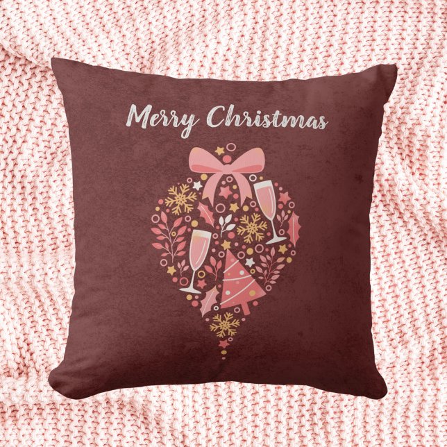 Hübsch Wein Champagner Rosa Frohe Weihnachten Kissen (Von Creator hochgeladen)