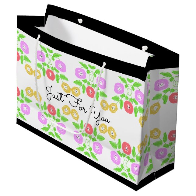 Hübsch wenig Flower Große Geschenktüte (Vorderseite Schrägansicht)