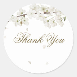 Hübsch White Blossom Floral Vielen Dank Runder Aufkleber