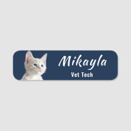 Hübsch White Kitty Vet Tech   Namensschild