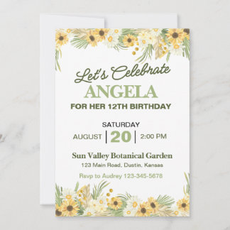 Hübsch Yellow Daisy Geburtstagsparty Einladung