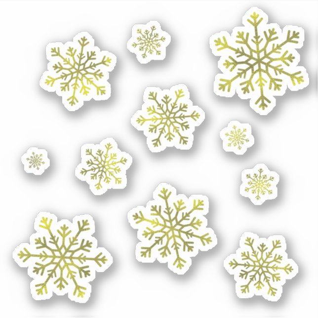 Hübsch Yellow Gold Weihnachten Winterschneeflocken Aufkleber (Vorderseite)