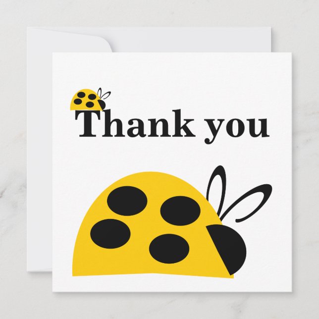 Hübsch Yellow Ladybug Flat Dankeschön Karte (Vorderseite)