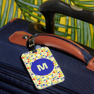 Hübsch Zierlich Süß Florales Pastellgelb Monogramm Gepäckanhänger