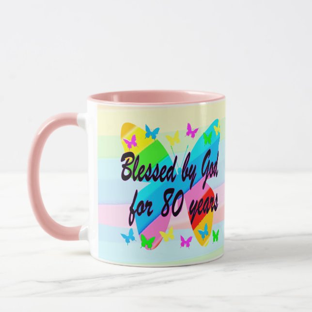 HÜBSCHE 80. GEBURTSTAGSBLESSINGS-TASSE TASSE (Links)