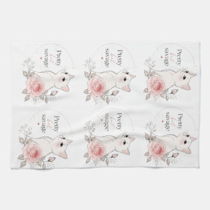 Hübsche aber wilde Kawaii Katze Rose Handtuch