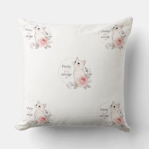 Hübsche aber wilde Kawaii Katze Rose Kissen