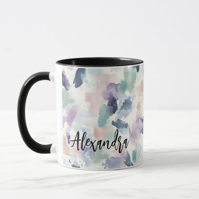 Hübsche Abstrakte Aquarellpaste Personalisiert Tasse (Links)