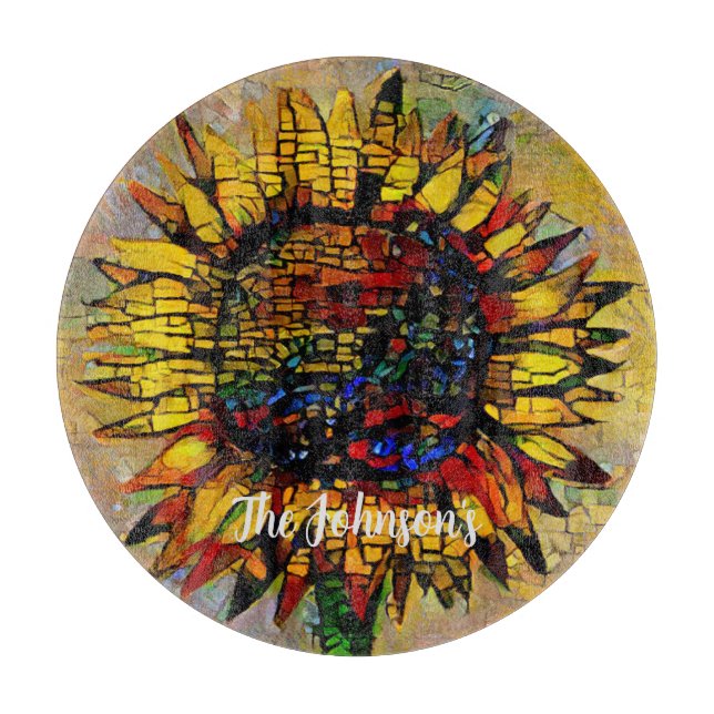 Hübsche Abstrakte Sonnenblumenmalerei Schneidebrett (Vorderseite)