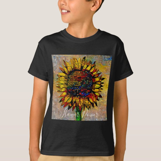 Hübsche Abstrakte Sonnenblumenmalerei T-Shirt (Vorderseite)