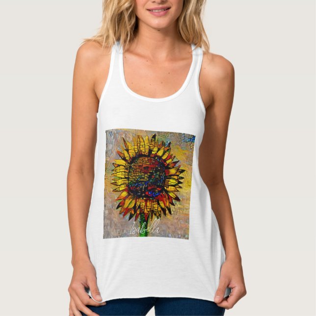 Hübsche Abstrakte Sonnenblumenmalerei Tank Top (Vorderseite)