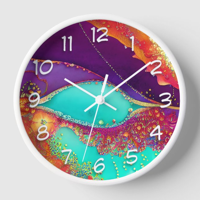 Hübsche Abstrakte Strandkunst Uhr (Vorderseite)