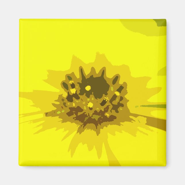 Hübsche Abstrakte Vivid Yellow Daisy Blume Magnet (Vorne)
