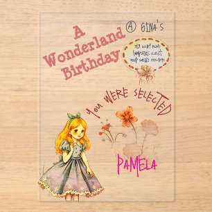 Hübsche Alice im Wunderland Acryl-Einladung Acryleinladungen