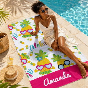 Hübsche Ananas Aloha Girly Strandtuch