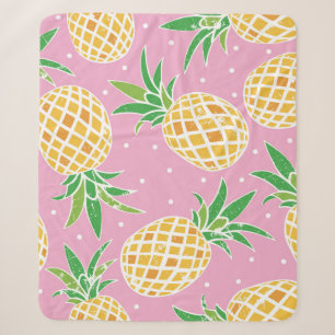 Hübsche Ananas auf grunge rosa punktiertem Hinterg Sherpadecke