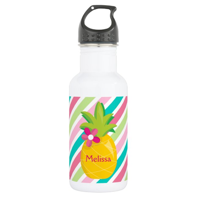 Hübsche Ananas hell Edelstahlflasche (Vorderseite)