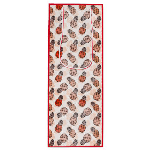 Hübsche Ananas mit rotem Hintergrund Geschenktüte Für Weinflaschen