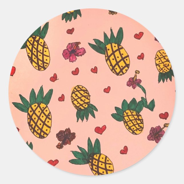 Hübsche Ananas Runder Aufkleber (Vorderseite)