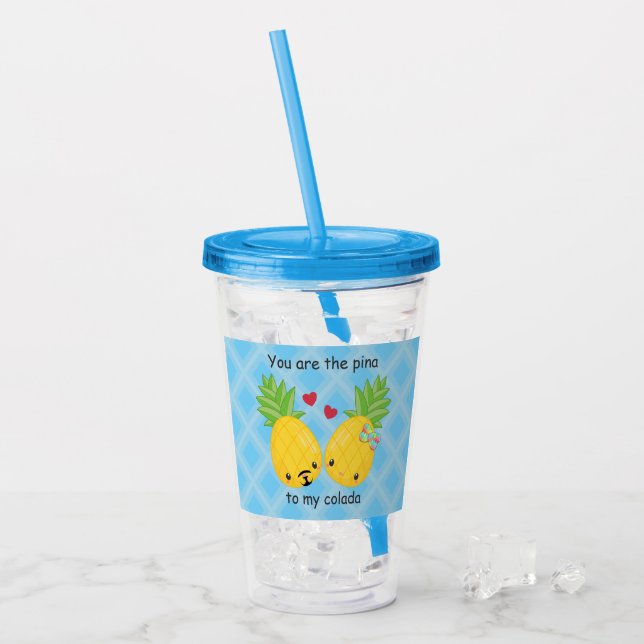 Hübsche Ananas Tropisches Pina Colada Romantisch Acryltrinkbecher (Vorderseite Ice)