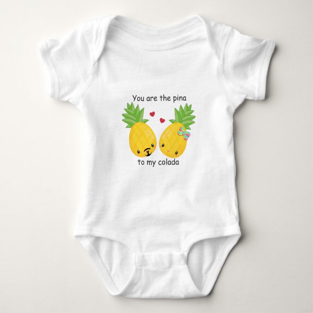 Hübsche Ananas Tropisches Pina Colada Romantisch Baby Strampler (Vorderseite)