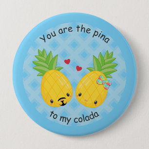 Hübsche Ananas Tropisches Pina Colada Romantisch Button