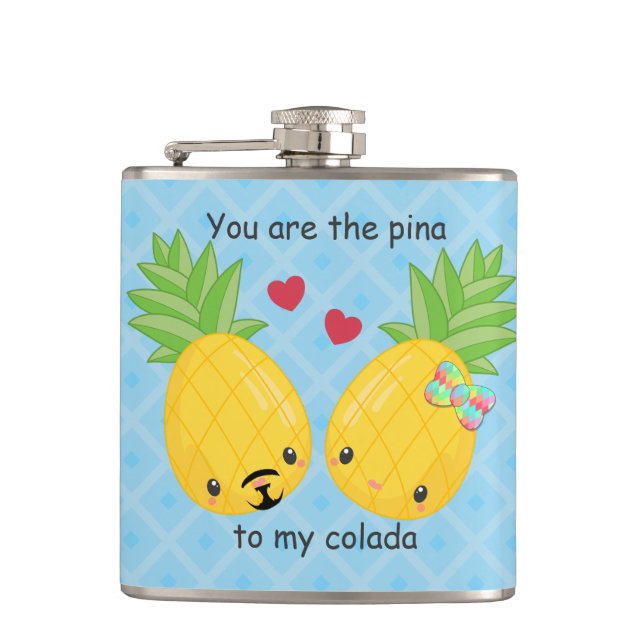 Hübsche Ananas Tropisches Pina Colada Romantisch Flachmann (Vorderseite)