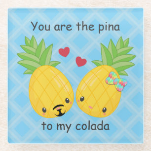 Hübsche Ananas Tropisches Pina Colada Romantisch Glasuntersetzer