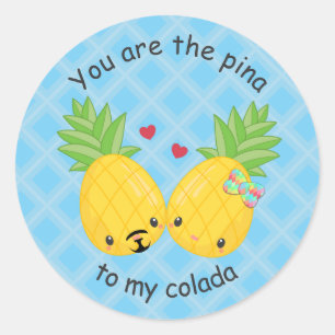 Hübsche Ananas Tropisches Pina Colada Romantisch Runder Aufkleber