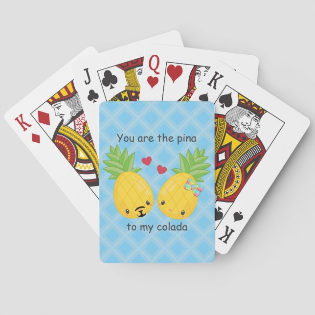 Hübsche Ananas Tropisches Pina Colada Romantisch Spielkarten (Rückseite)