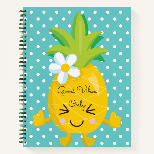 Hübsche Ananas und Polka machen nur gute Tiere Notizbuch (Vorderseite)