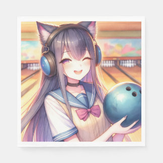 Hübsche Anime Girl im Bowling Geburtstagsparty Serviette