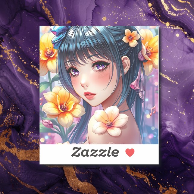 Hübsche Anime Girl mit Lila Augen Aufkleber (Von Creator hochgeladen)