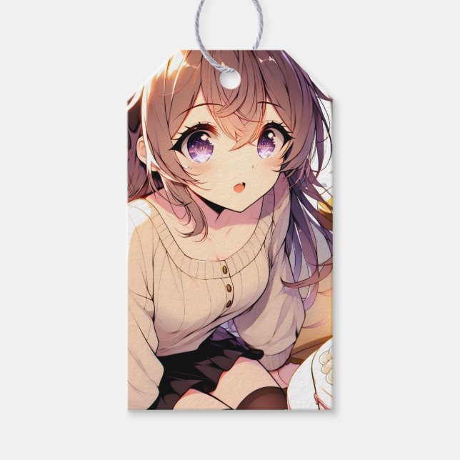 Hübsche Anime Girl von und nach Geschenkanhänger (Vorderseite)