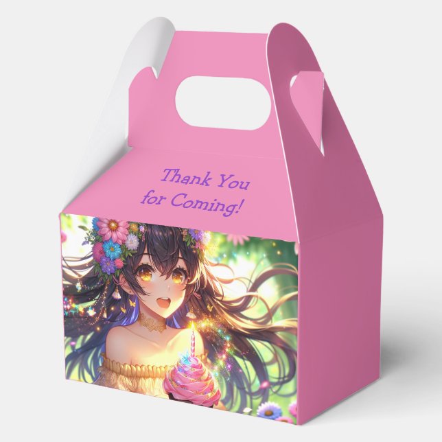 Hübsche Anime Girl's Birthday Cupcake Geschenkschachtel (Rückseite)