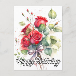 Hübsche antike rote Rosen Postkarte