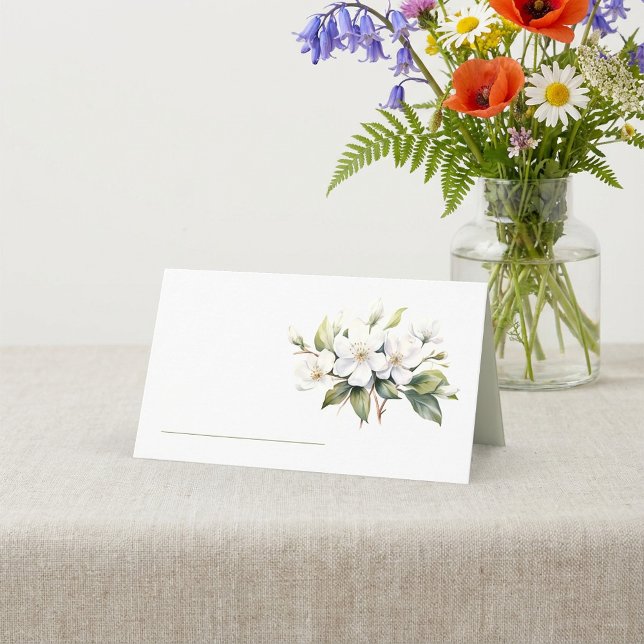 Hübsche Apfelblüte Platzkarte (Pretty white apple blossom table name place card.)
